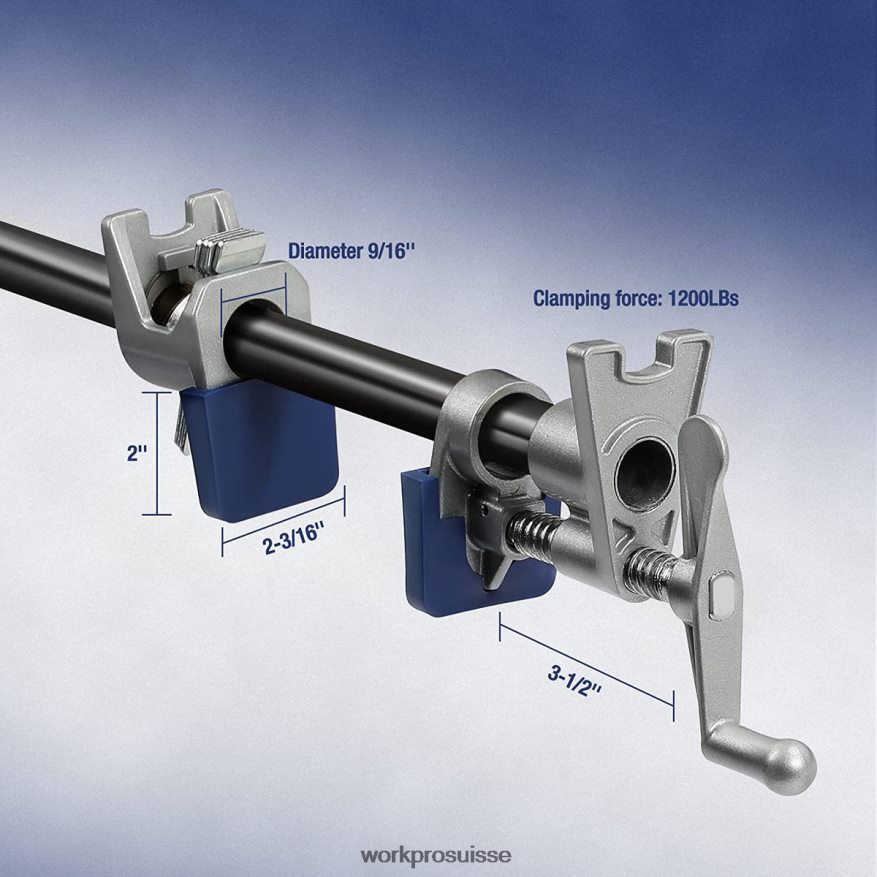 Colliers de serrage 2 pièces, colliers de serrage légers en aluminium moulé sous pression Z2LXTF124 noir WORKPRO outil