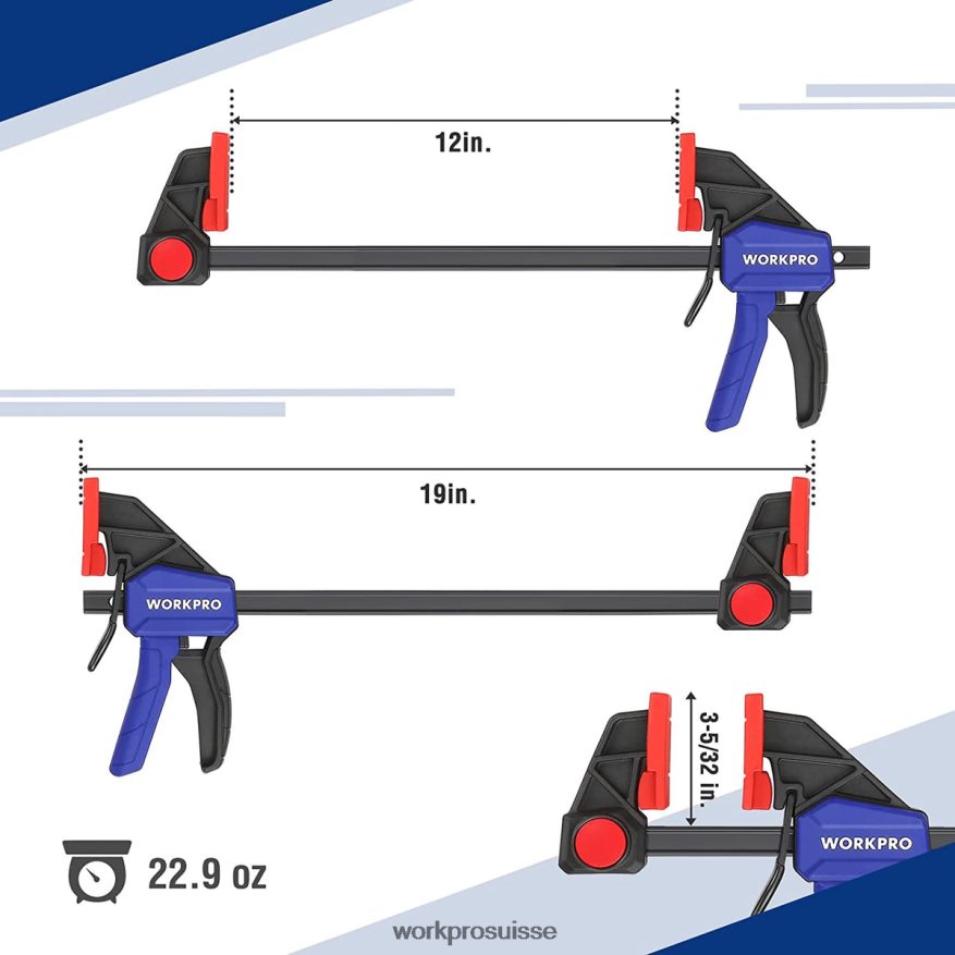 Pinces à barre 2 pièces pour le travail du bois, pince/écarteur à une main de 300 lb pour usage moyen Z2LXTF118 morden WORKPRO outil