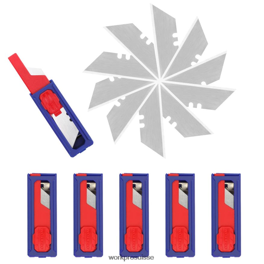lames de couteaux utilitaires, recharges de lames de cutter en acier sk5, taille standard avec distributeur individuel, paquet de 50 Z2LXTF55 morden WORKPRO outil