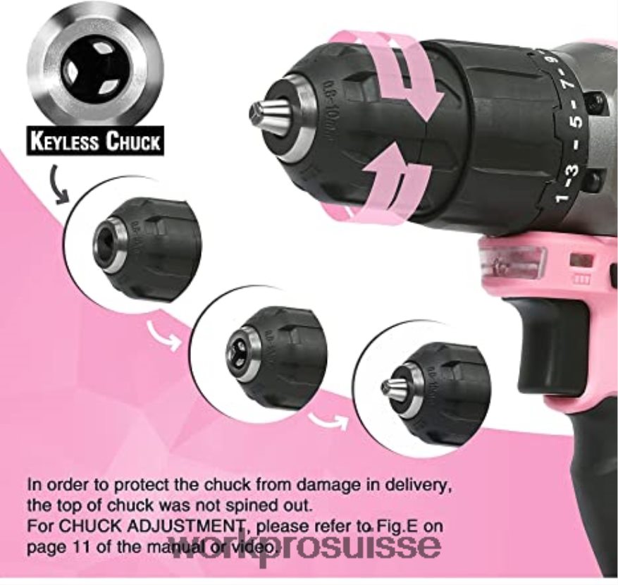 Ensemble de perceuse-visseuse sans fil 20 V, mini pinces 6 pièces, kit d'outils 10 pièces et pistolet à colle sans fil Z2LXTF316 rose WORKPRO outil