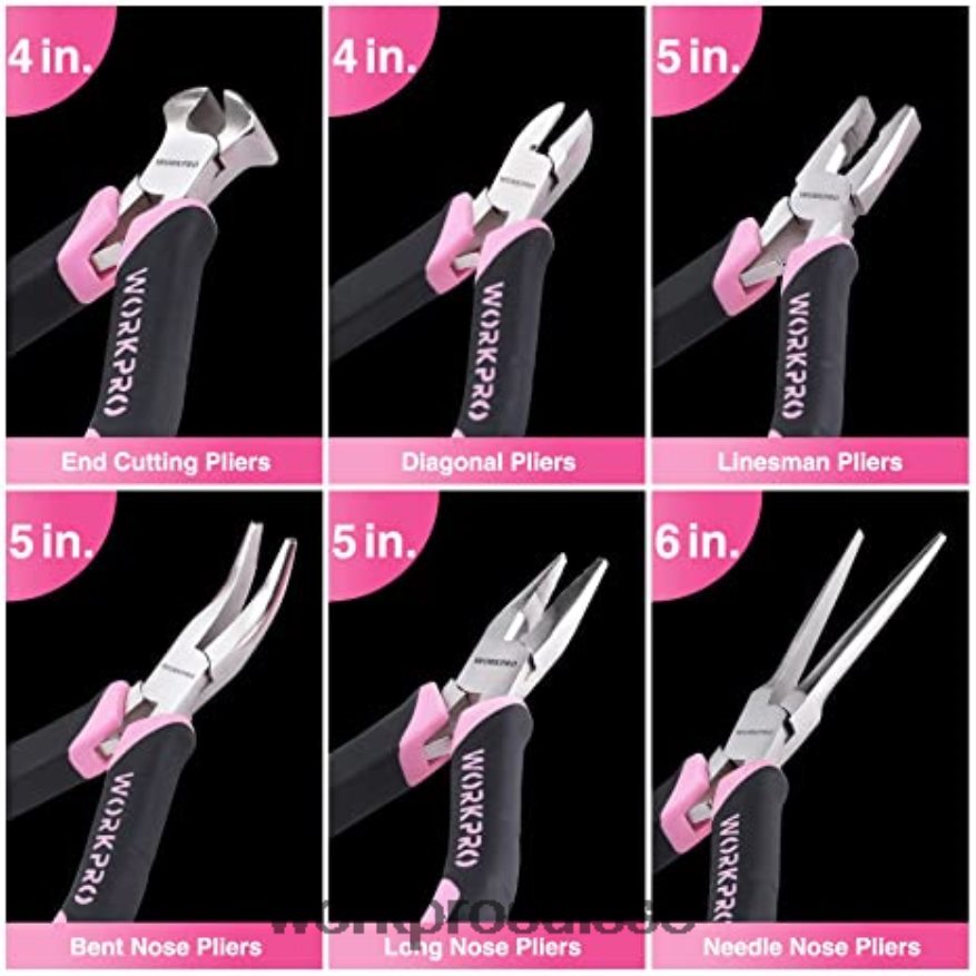 Ensemble de perceuse-visseuse sans fil 20 V, mini pinces 6 pièces, kit d'outils 10 pièces et pistolet à colle sans fil Z2LXTF316 rose WORKPRO outil