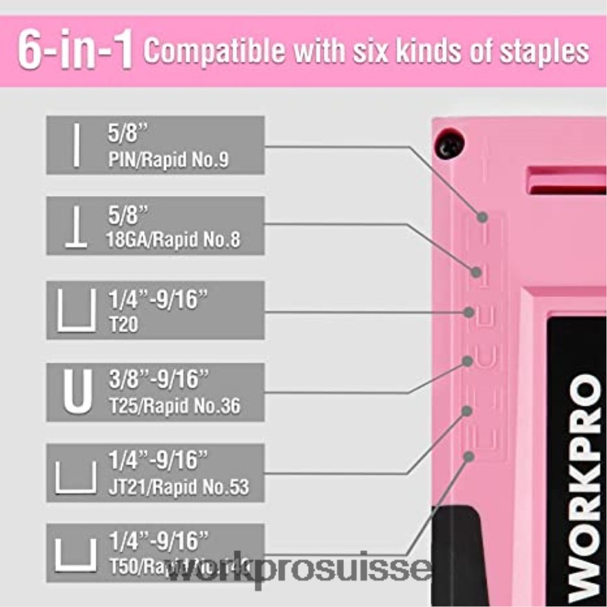 Kit d'outils 106 pièces, tournevis magnétiques 6 pièces, kit de perceuse sans fil 12v et agrafeuse 6 en 1 Z2LXTF312 rose WORKPRO outil