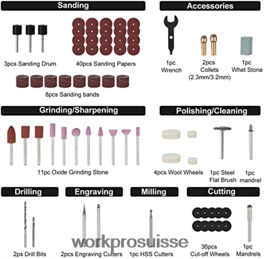 Kit d'outils rotatifs sans fil 12 V, kit d'accessoires pour outils rotatifs de 276 pièces, jeu de pinces de 8 pièces et kit d'agrafeuse 4 en 1 Z2LXTF317 morden WORKPRO outil