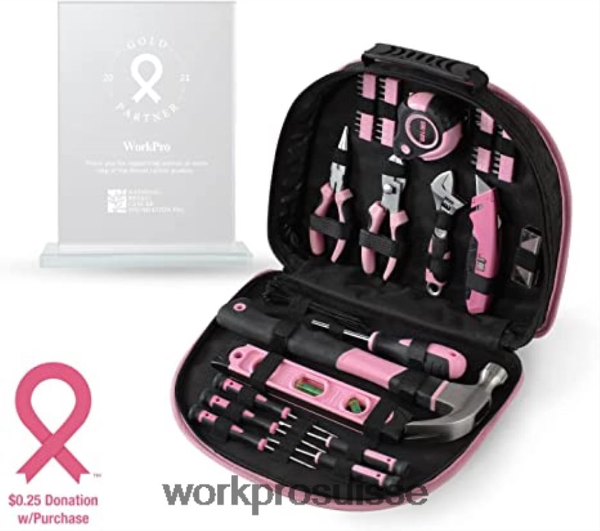Kit de perceuse sans fil 12 V, kit d'outils de 103 pièces, jeu de 8 tournevis magnétiques et agrafeuse 6 en 1 Z2LXTF315 rose WORKPRO outil