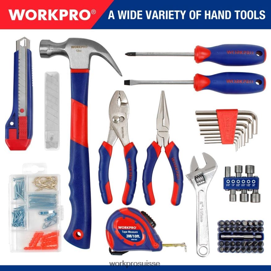 Pince faciale, perceuse sans fil 12v et kit d'outils domestiques, jeu de 10 forets professionnels et agrafeuse 4 en 1 robuste Z2LXTF318 utile WORKPRO outil