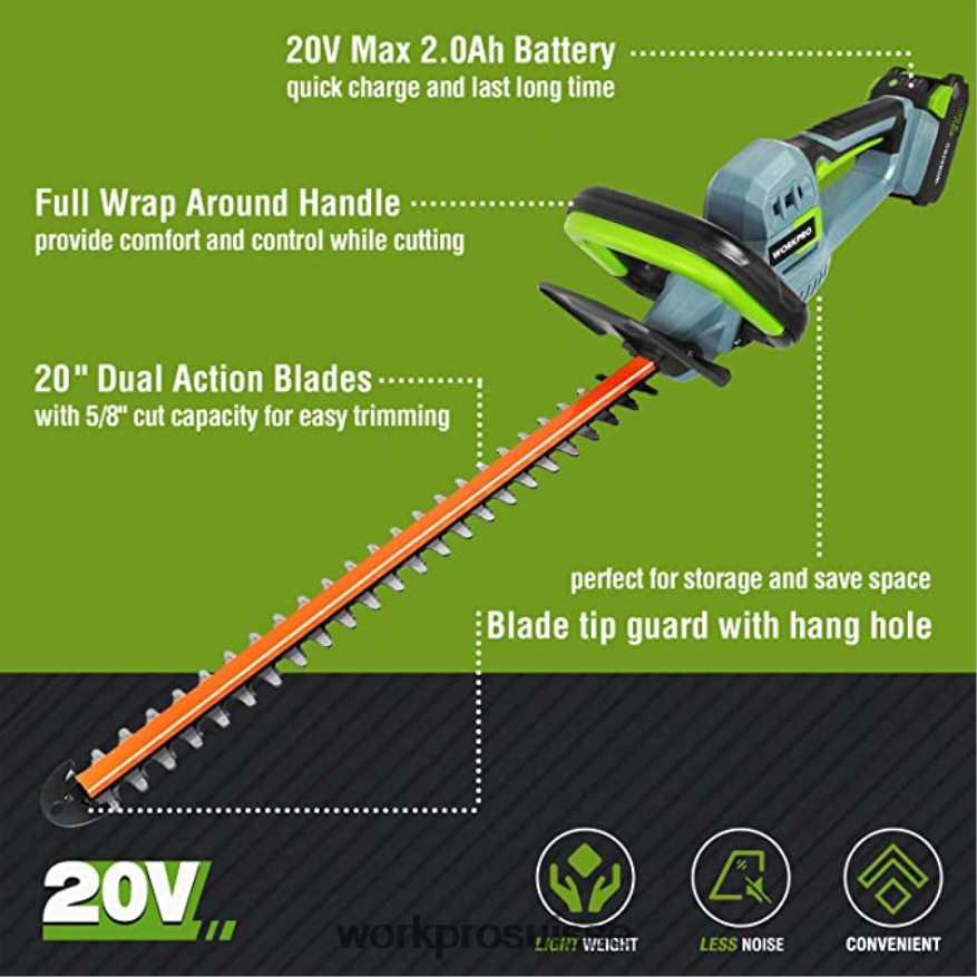 Taille-haie sans fil 20 V, taille-haie portatif 2 en 1, sécateur 2 pièces et genouillères de jardin. Z2LXTF320 morden WORKPRO outil