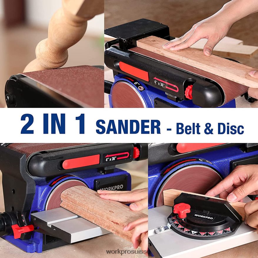 ponceuse à disque à bande, ponceuse à bande de 4 po x 36 po et ponceuse à disque de 6 po avec 6 papiers de verre, base en fonte pour le ponçage du travail du bois Z2LXTF235 utile WORKPRO outil