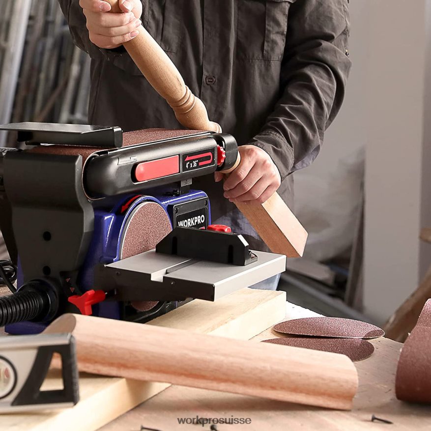 ponceuse à disque à bande, ponceuse à bande de 4 po x 36 po et ponceuse à disque de 6 po avec 6 papiers de verre, base en fonte pour le ponçage du travail du bois Z2LXTF235 utile WORKPRO outil