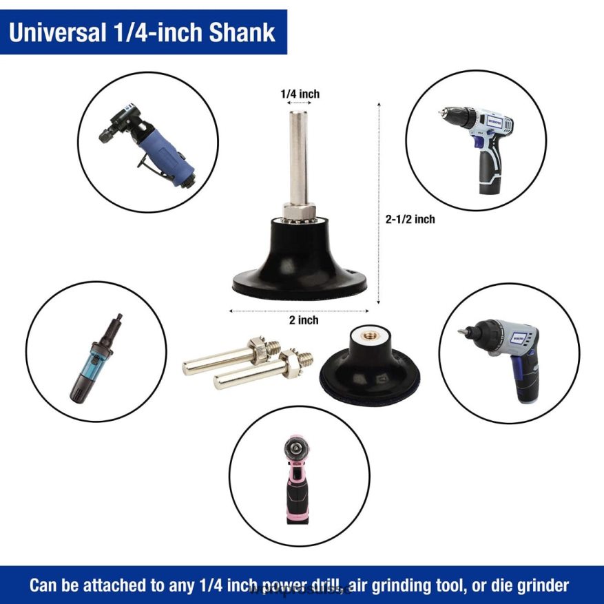 Jeu de 101 disques abrasifs, disques de 2 pouces avec support de 1/4 pouces Z2LXTF193 utile WORKPRO outil