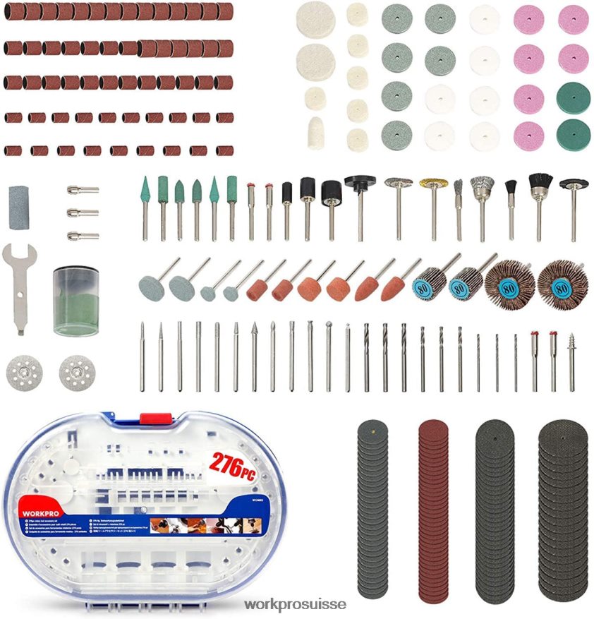 Kit d'accessoires pour outils rotatifs, 276 pièces, coupe, sculpture et polissage, montage universel Z2LXTF191 morden WORKPRO outil
