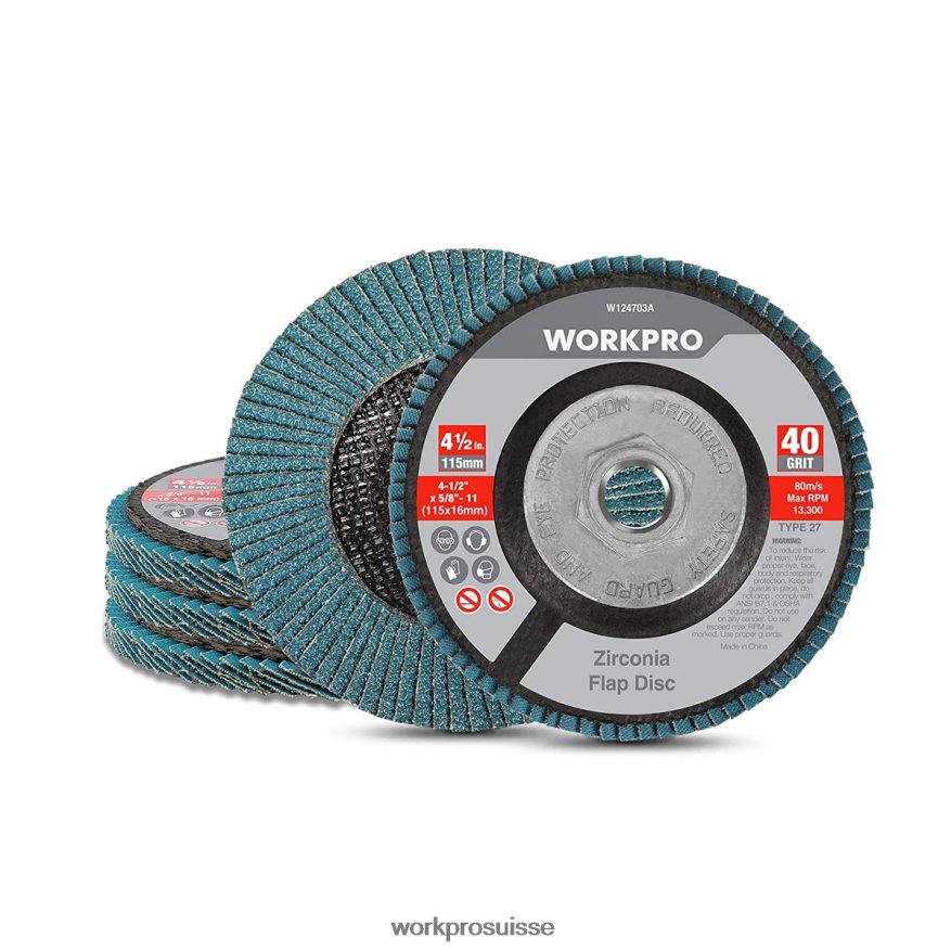 Paquet de 5 disques à lamelles en zircone, disque de ponçage pour meuleuse d'angle, meules de 4-1/2 pouces Z2LXTF206 utile WORKPRO outil