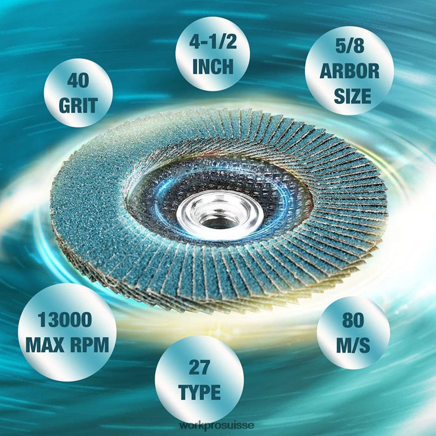Paquet de 5 disques à lamelles en zircone, disque de ponçage pour meuleuse d'angle, meules de 4-1/2 pouces Z2LXTF206 utile WORKPRO outil
