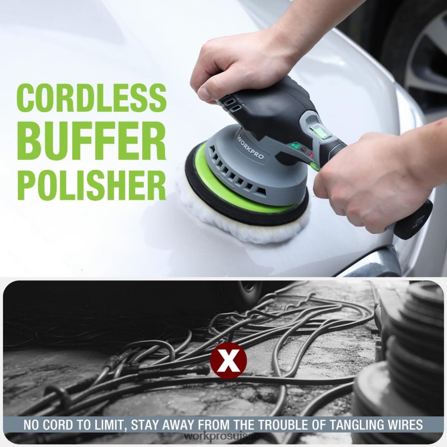 Polisseuse tampon de voiture sans fil à double action de 6 pouces avec 2 batteries rechargeables 12v Z2LXTF238 morden WORKPRO outil