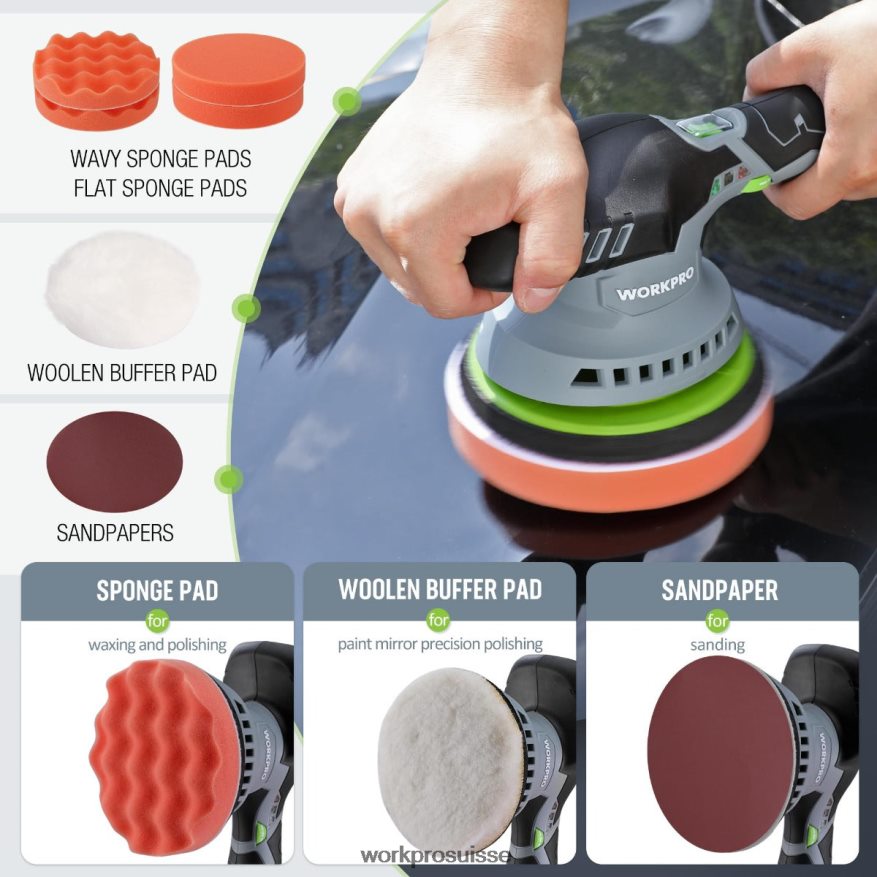 Polisseuse tampon de voiture sans fil à double action de 6 pouces avec 2 batteries rechargeables 12v Z2LXTF238 morden WORKPRO outil