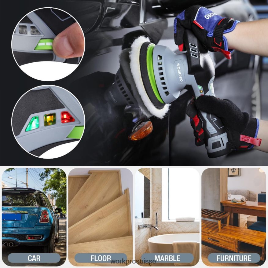 Polisseuse tampon de voiture sans fil à double action de 6 pouces avec 2 batteries rechargeables 12v Z2LXTF238 morden WORKPRO outil