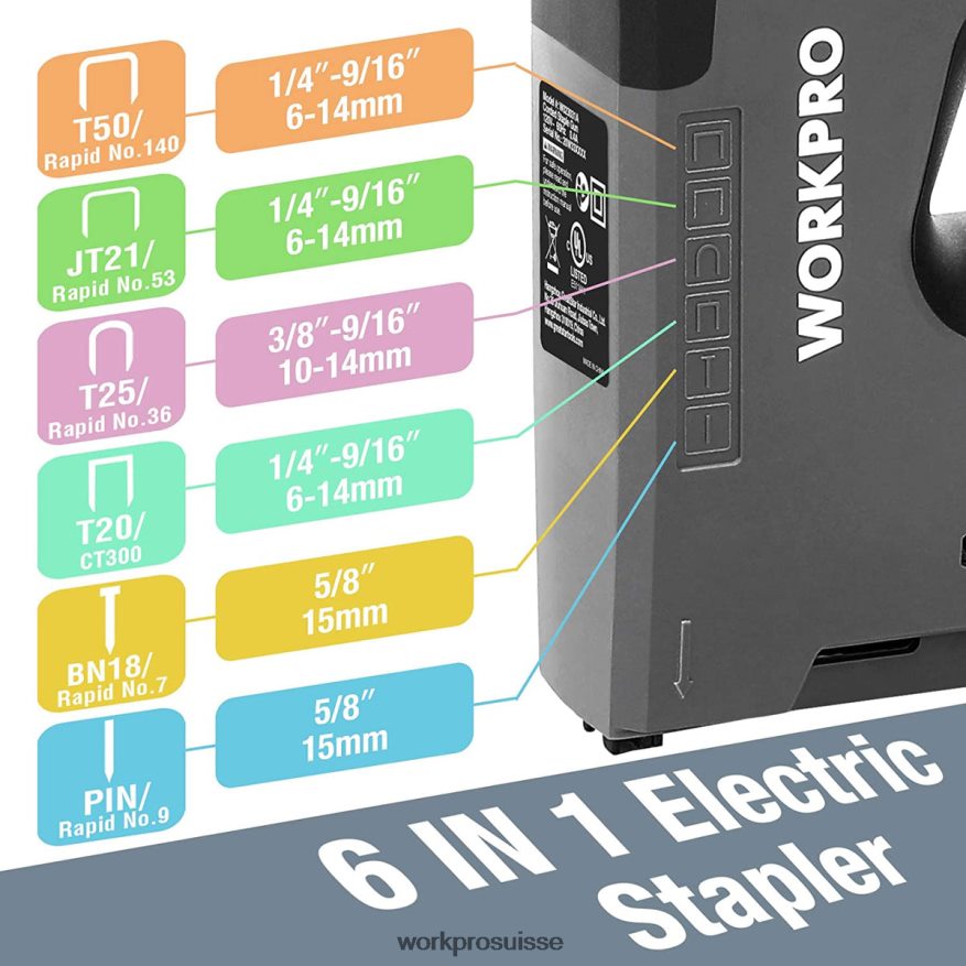 Agrafeuse électrique 110v 6 en 1 pour projet de bricolage de menuiserie Z2LXTF167 utile WORKPRO outil