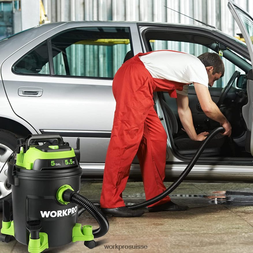 Aspirateur d'atelier de 5 gallons, aspirateur d'atelier d'une puissance maximale de 5,5 chevaux avec filtre HEPA, tuyau et accessoires Z2LXTF214 morden WORKPRO outil
