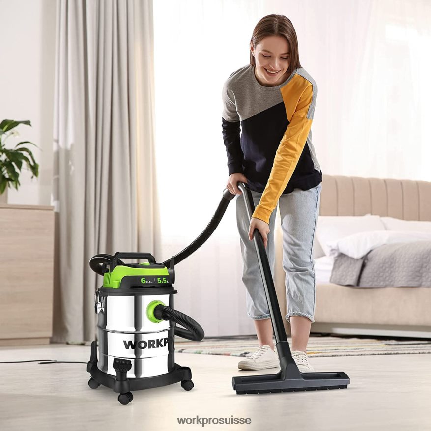 Aspirateur d'atelier sec/humide de 6 gallons avec filtre Hepa, tuyau et accessoires pour la collecte de poussière à la maison/sur chantier Z2LXTF213 morden WORKPRO outil