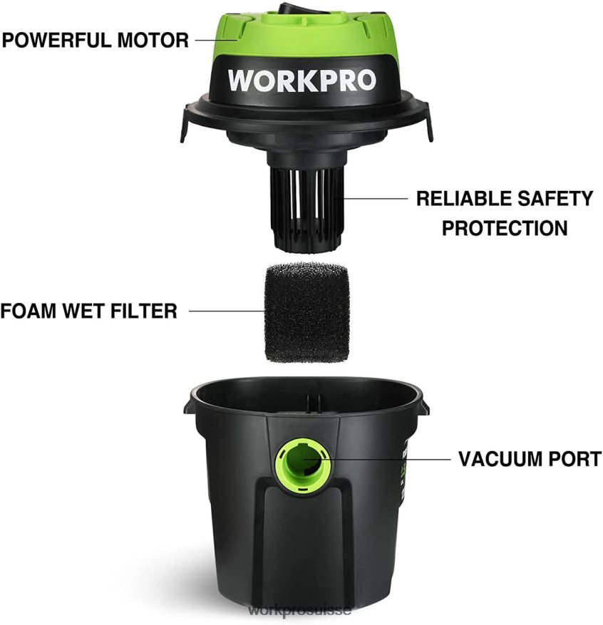 Aspirateur humide/sec 2,5 gallons 3 chevaux de pointe, aspirateur d'atelier portable pour la maison Z2LXTF216 utile WORKPRO outil