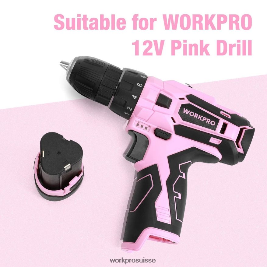 Batterie de remplacement lithium-ion 12 V pour perceuse-visseuse sans fil 12 V Z2LXTF223 rose WORKPRO outil