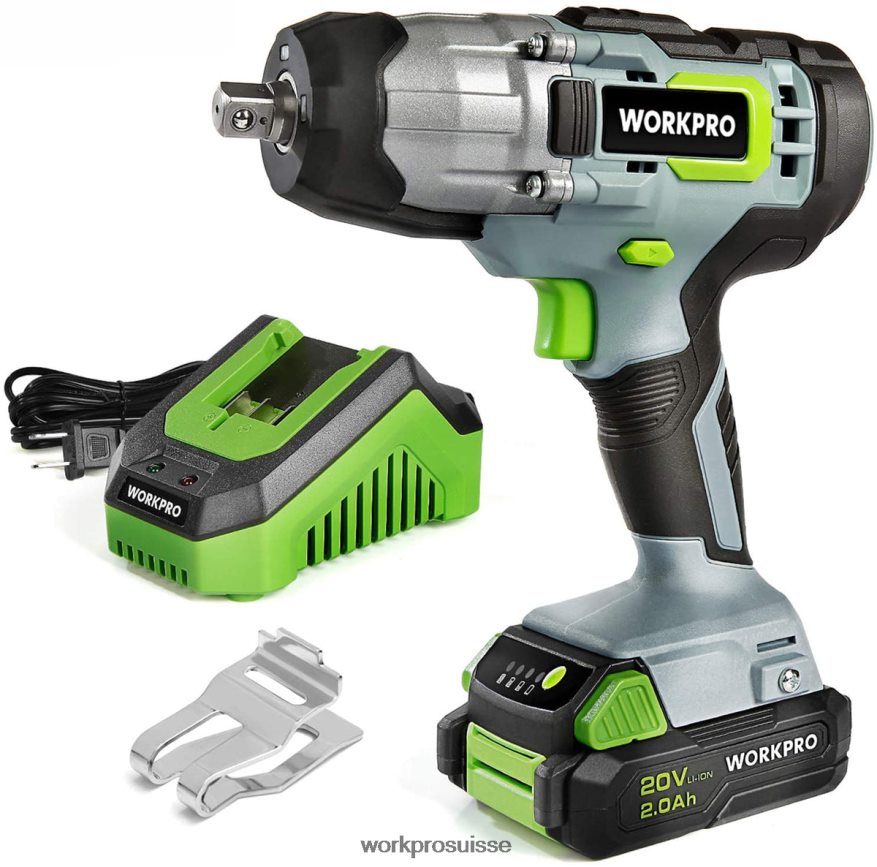 Clé à chocs sans fil 20 V avec clip ceinture pour chargeur rapide pour un transport facile Z2LXTF187 morden WORKPRO outil