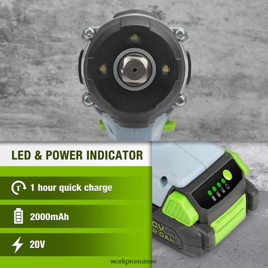 Clé à chocs sans fil 20 V avec clip ceinture pour chargeur rapide pour un transport facile Z2LXTF187 morden WORKPRO outil