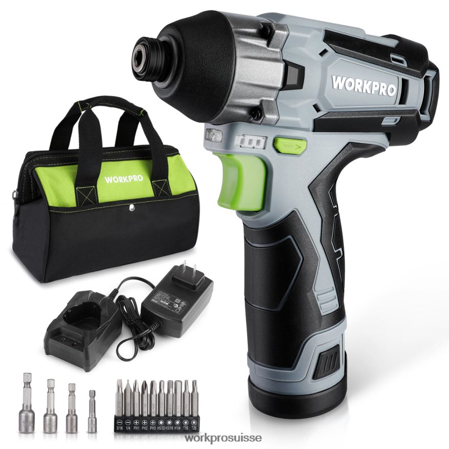 Kit de tournevis à percussion sans fil 12 V, perceuse à percussion électrique hexagonale/ensemble de tournevis avec batterie lithium-ion 2,0 Ah. Z2LXTF190 nouveau WORKPRO outil