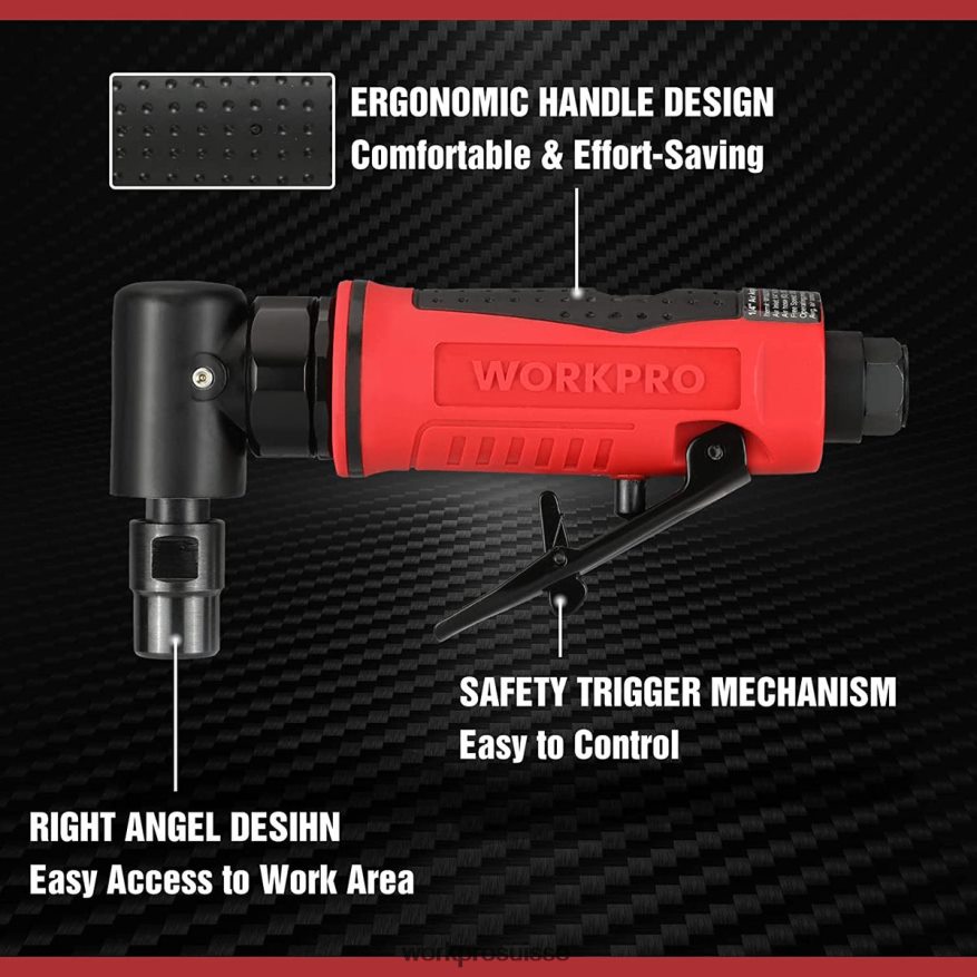 Meuleuse d'angle pneumatique, ensemble de meuleuse à angle droit pneumatique de 1/4 pouces Z2LXTF180 morden WORKPRO outil