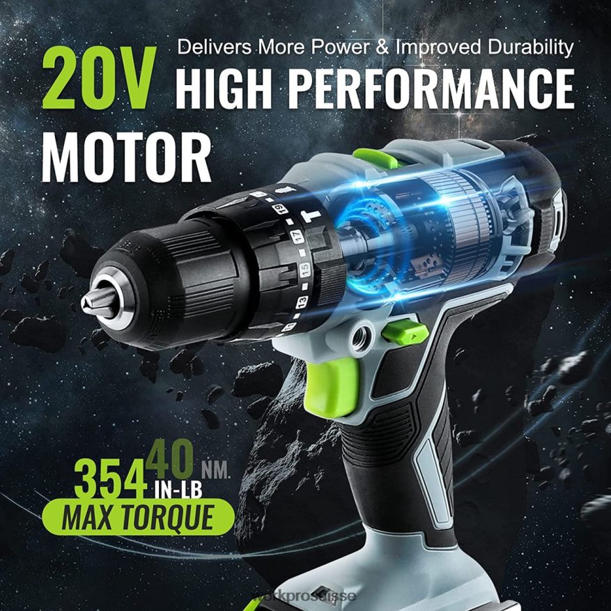 Ensemble de perceuse-visseuse sans fil 20 V max, perceuse à percussion électrique avec 102 accessoires, 2 batteries Li-ion 2,0 Ah avec chargeur rapide Z2LXTF170 utile WORKPRO outil