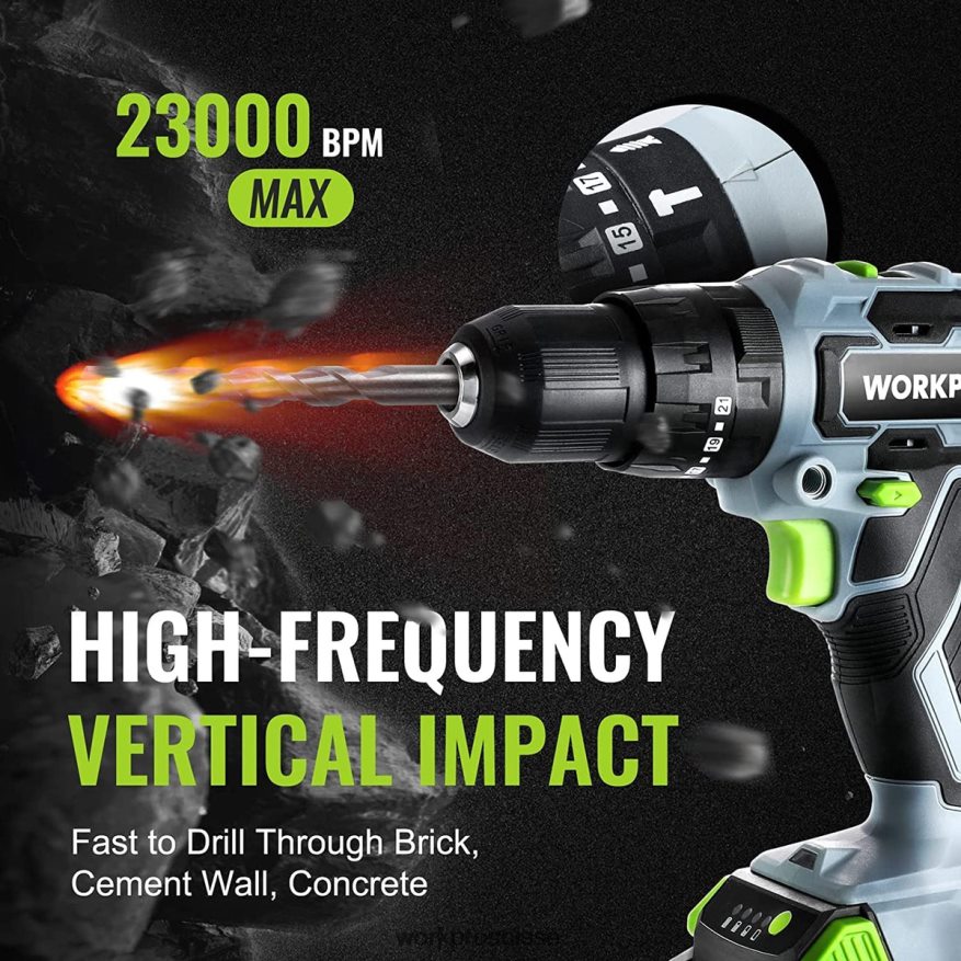 Ensemble de perceuse-visseuse sans fil 20 V max, perceuse à percussion électrique avec 102 accessoires, 2 batteries Li-ion 2,0 Ah avec chargeur rapide Z2LXTF170 utile WORKPRO outil