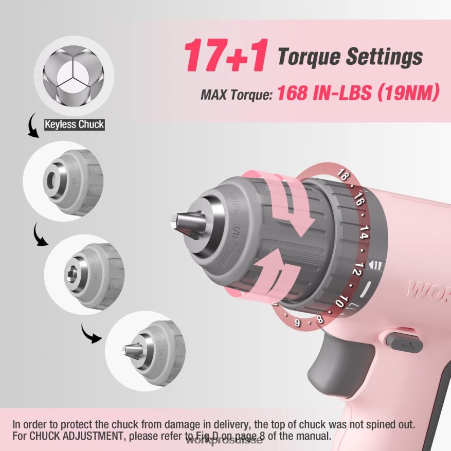 Ensemble perceuse-visseuse sans fil 12 V avec 6 embouts, mandrin sans clé 3/8