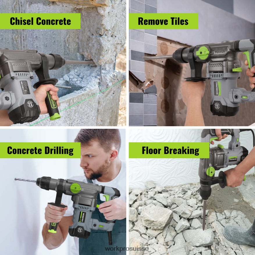 Perceuse à percussion rotative sds-plus premium de 12,5 ampères 1-1/4 pouces, version filaire robuste Z2LXTF179 utile WORKPRO outil