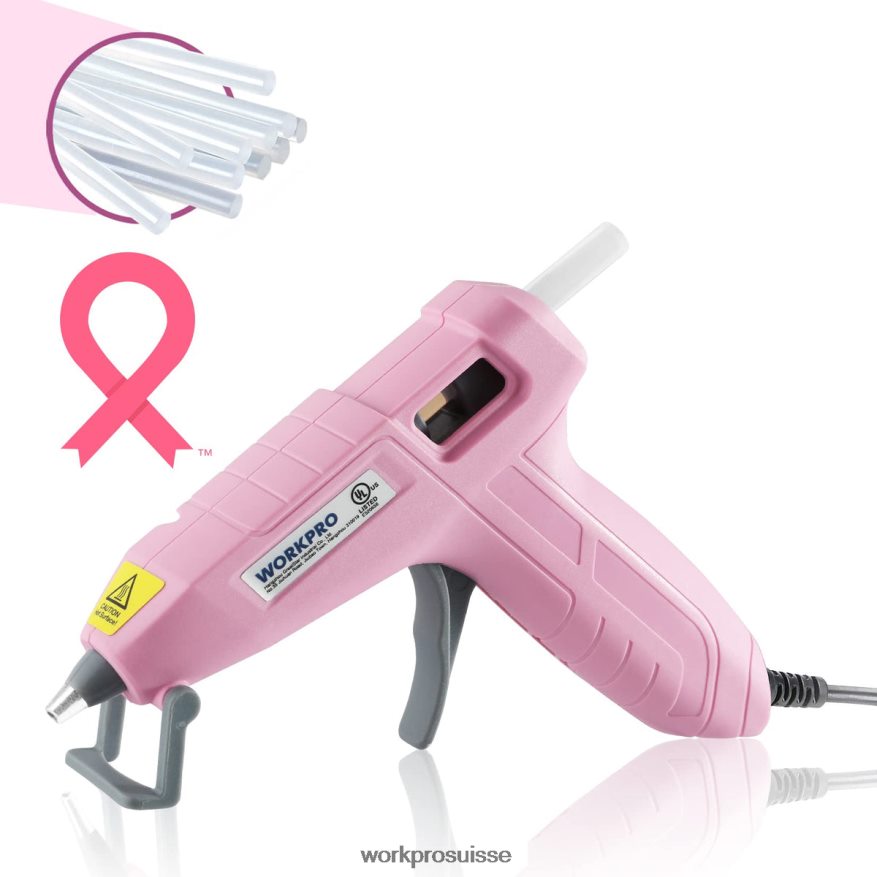 Kit mini pistolet à colle chaude avec 20 bâtons de colle chaude Z2LXTF162 rose/blanc WORKPRO outil