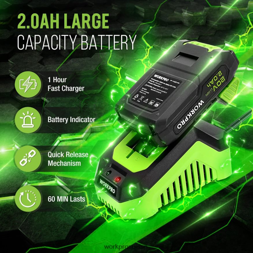 Kit pistolet à colle chaude sans fil avec 12 bâtons de colle, batterie li-ion 20 V 2,0 Ah Z2LXTF165 utile WORKPRO outil