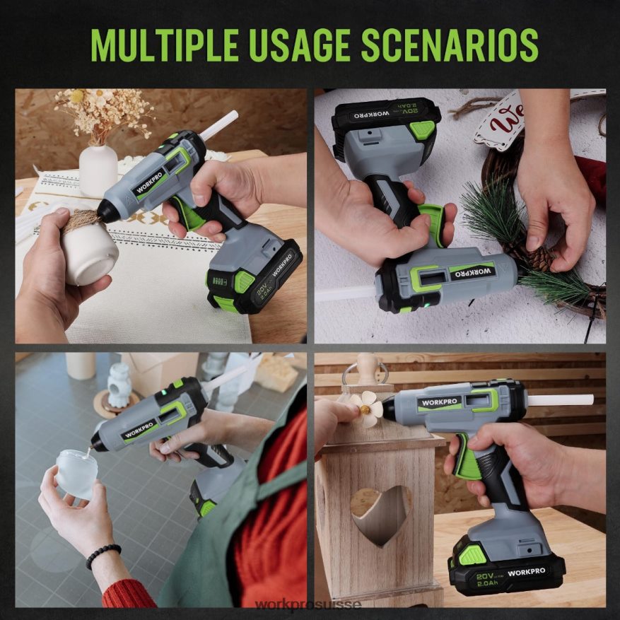 Kit pistolet à colle chaude sans fil avec 12 bâtons de colle, batterie li-ion 20 V 2,0 Ah Z2LXTF165 utile WORKPRO outil