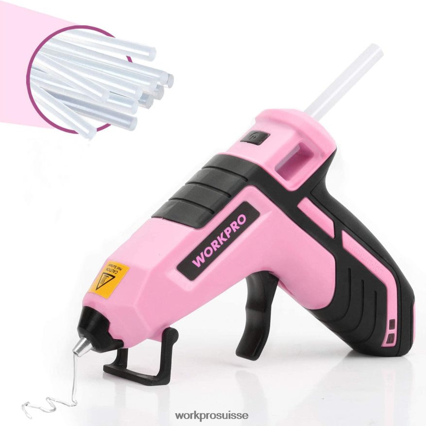 Mini pistolet à colle sans fil à préchauffage rapide avec 20 bâtons de colle premium Z2LXTF163 bleu/rose WORKPRO outil