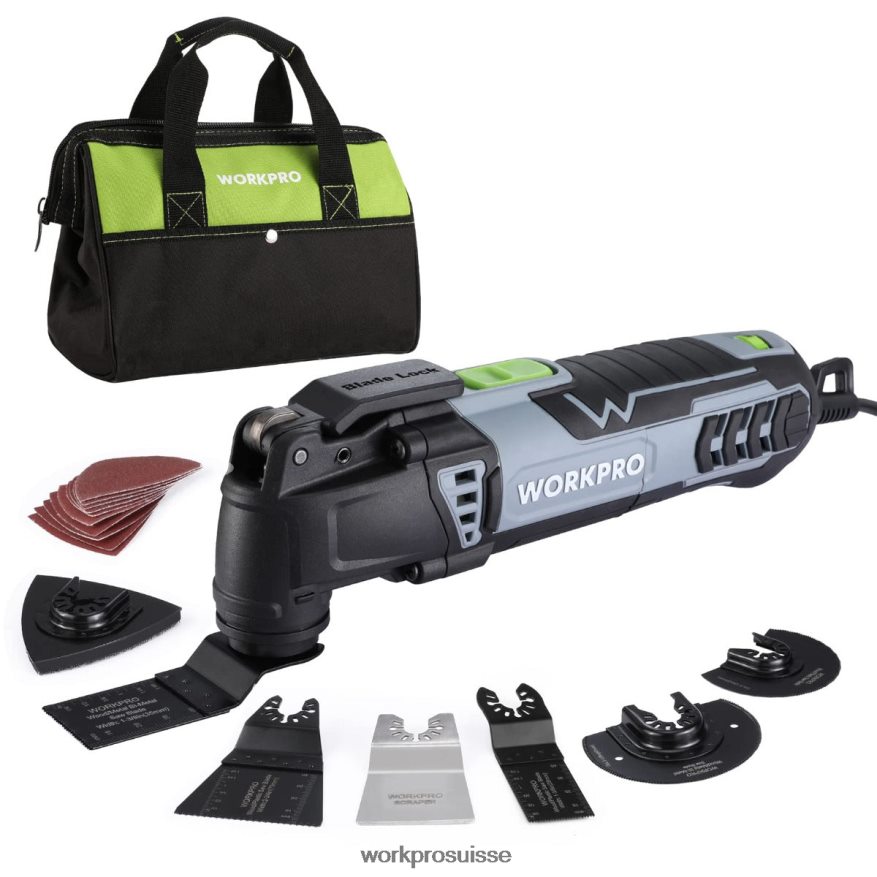 Scie oscillante remplaçable à verrouillage rapide filaire de 3,0 A avec 7 vitesses variables, 3 angles d'oscillation, 17 accessoires de scie et sac de transport. Z2LXTF230 utile WORKPRO outil