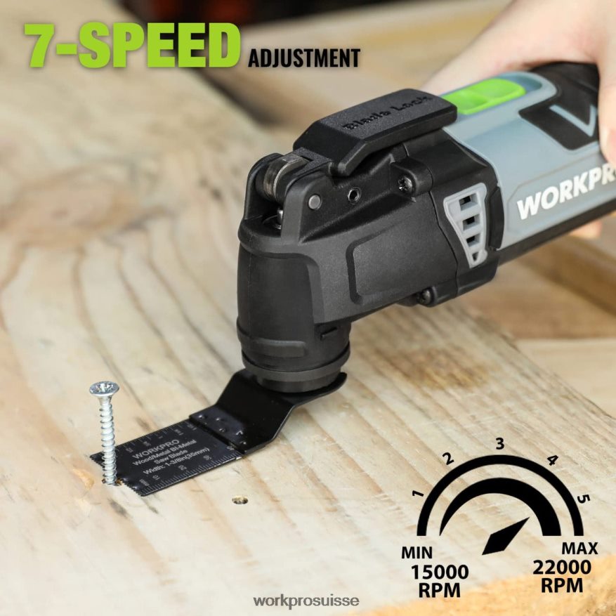Scie oscillante remplaçable à verrouillage rapide filaire de 3,0 A avec 7 vitesses variables, 3 angles d'oscillation, 17 accessoires de scie et sac de transport. Z2LXTF230 utile WORKPRO outil