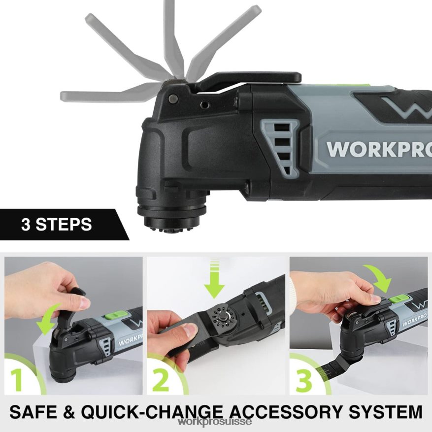 Scie oscillante remplaçable à verrouillage rapide filaire de 3,0 A avec 7 vitesses variables, 3 angles d'oscillation, 17 accessoires de scie et sac de transport. Z2LXTF230 utile WORKPRO outil