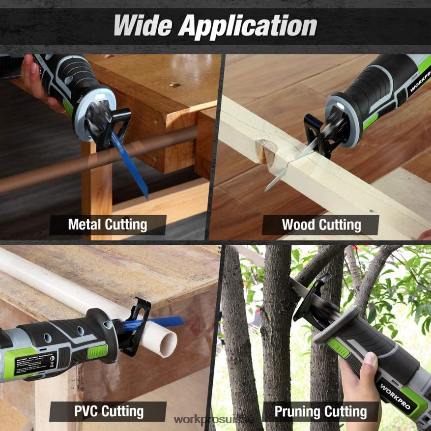 scie alternative sans fil, 4 lames de scie pour la coupe du bois et du métal incluses Z2LXTF184 nouveau WORKPRO outil