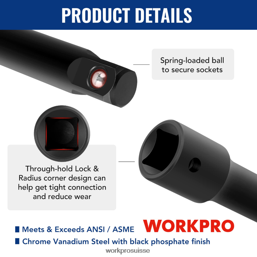 Ensemble d'accessoires pour outils d'entraînement 18 pièces Z2LXTF137 morden WORKPRO outil