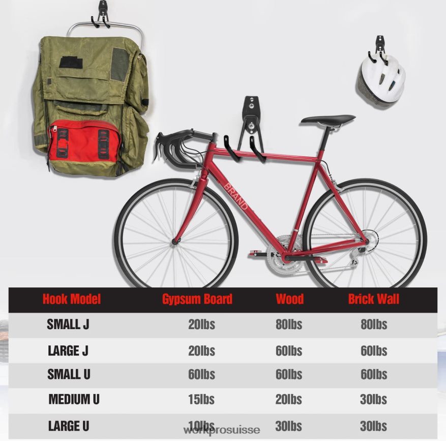 Ensemble de 12 crochets de garage, cintres de garage en acier robuste, crochets muraux utilitaires, cintres à outils pour vélos, outils de jardin, échelles et objets encombrants Z2LXTF133 utile WORKPR