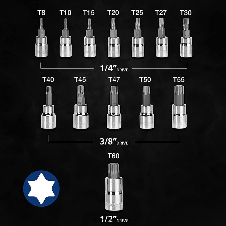 Jeu de 13 douilles Torx (pour utilisation manuelle uniquement) Z2LXTF127 morden WORKPRO outil