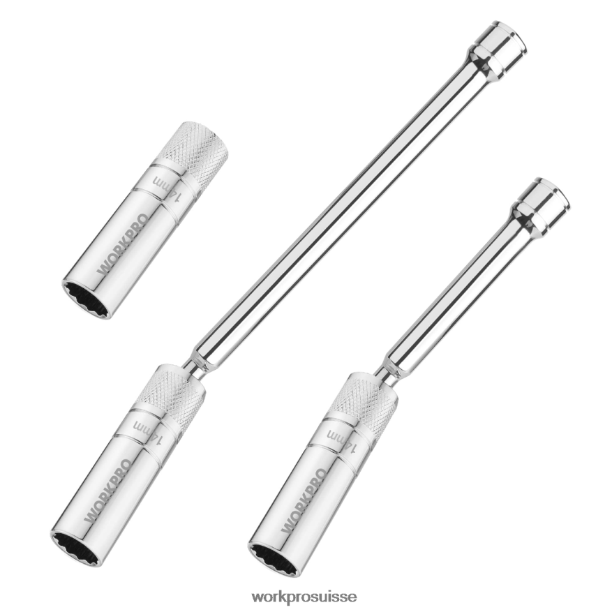 Jeu de 3 douilles murales fines de 14 mm avec extensions de 6 et 10 pouces, jeu de douilles magnétiques pivotantes pour bougie d'allumage Z2LXTF143 utile WORKPRO outil