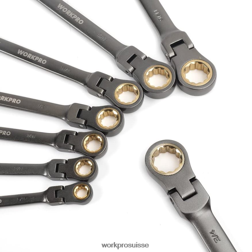 Jeu de 8 clés mixtes à cliquet à tête flexible avec sac de rangement Z2LXTF86 utile WORKPRO outil