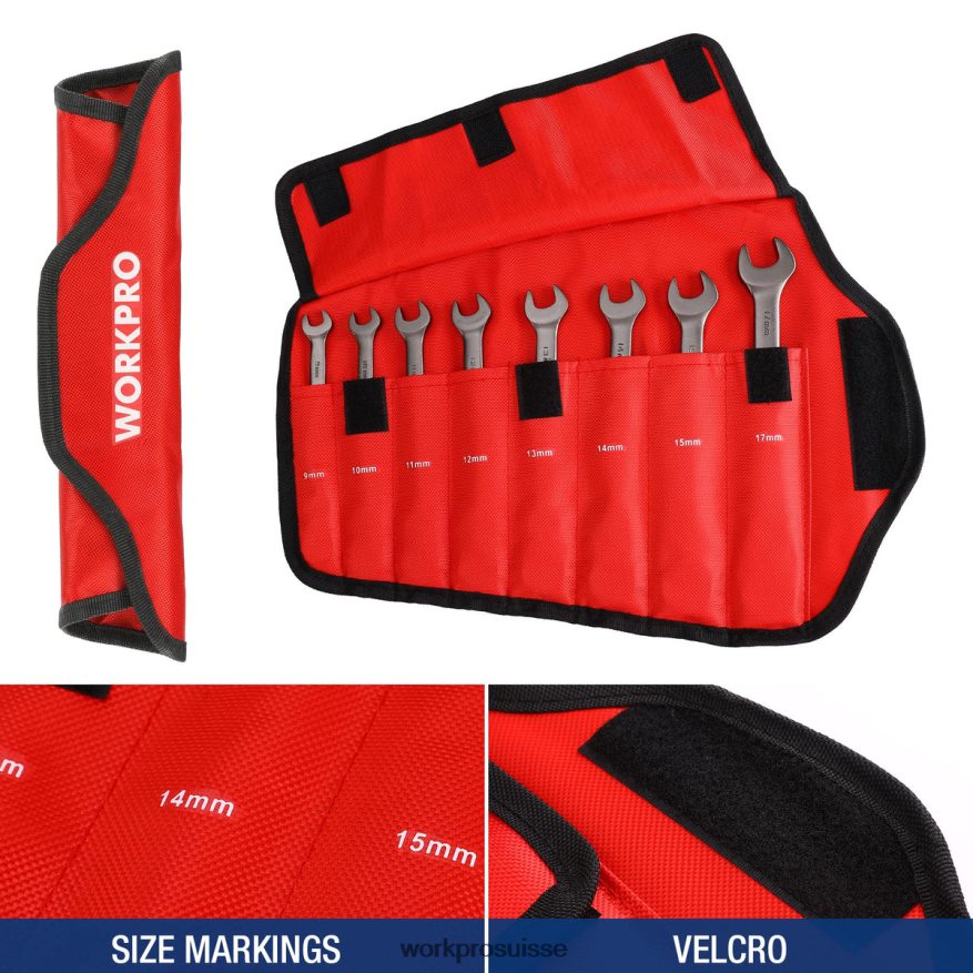 Jeu de 8 clés mixtes à cliquet à tête flexible avec sac de rangement Z2LXTF86 utile WORKPRO outil