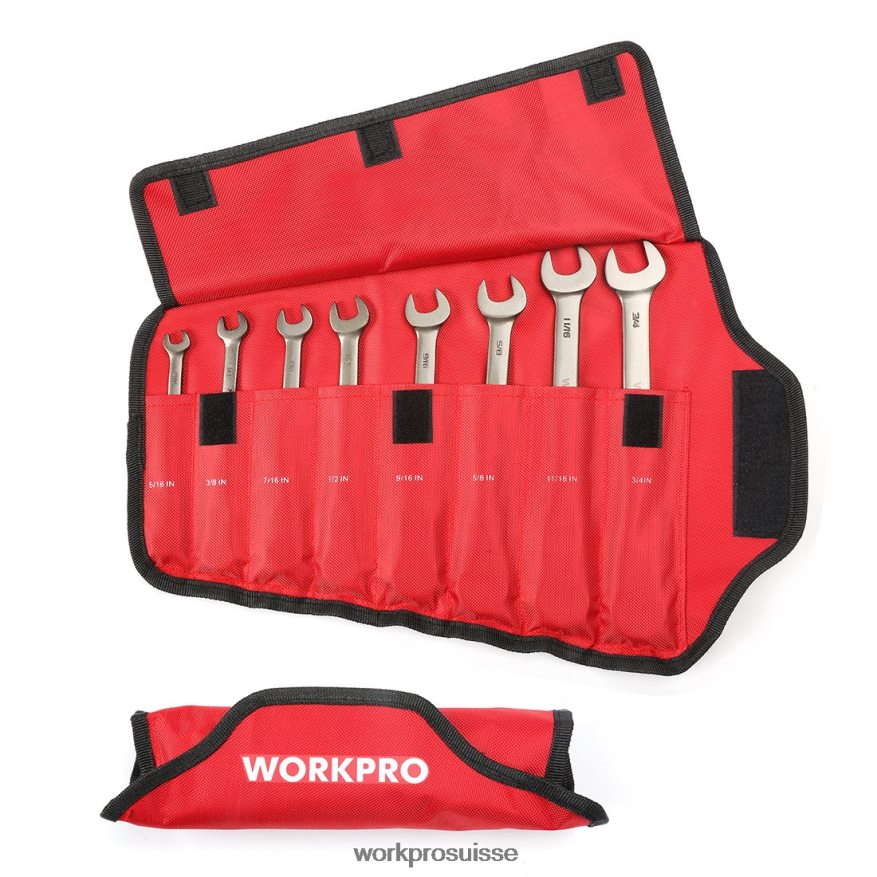Jeu de 8 clés mixtes à cliquet à tête flexible avec sac de rangement Z2LXTF86 utile WORKPRO outil