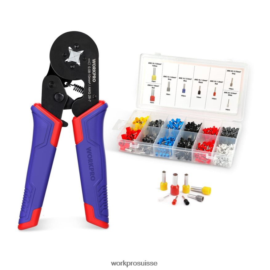 Kit d'outils de sertissage de virole, outil de sertissage de fil à cliquet auto-ajustable awg 28-7 Z2LXTF161 morden WORKPRO outil
