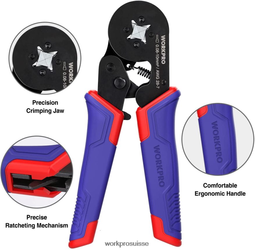 Kit d'outils de sertissage de virole, outil de sertissage de fil à cliquet auto-ajustable awg 28-7 Z2LXTF161 morden WORKPRO outil