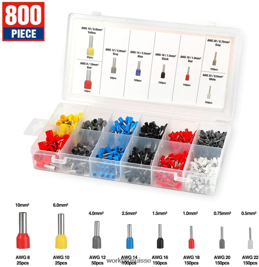 Kit d'outils de sertissage de virole, outil de sertissage de fil à cliquet auto-ajustable awg 28-7 Z2LXTF161 morden WORKPRO outil